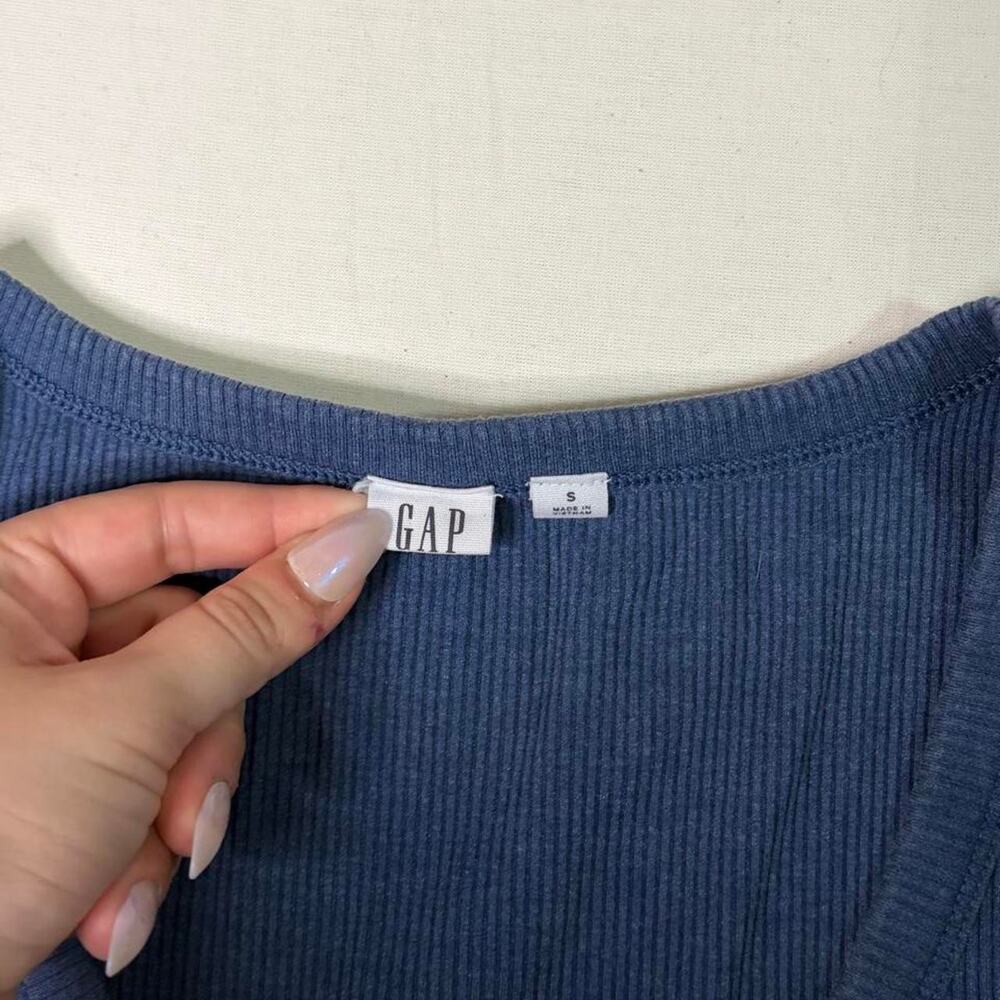 Gap Ribbed Blue Tank Top - S - Picture 3 of 6